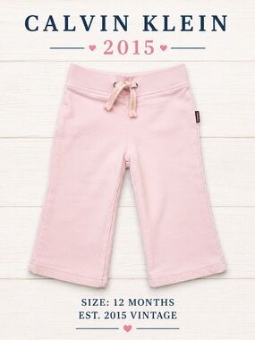 Vintage 2015 Calvin Klein Pink Sweatpants Baby Girl 12M Y2K Lounge